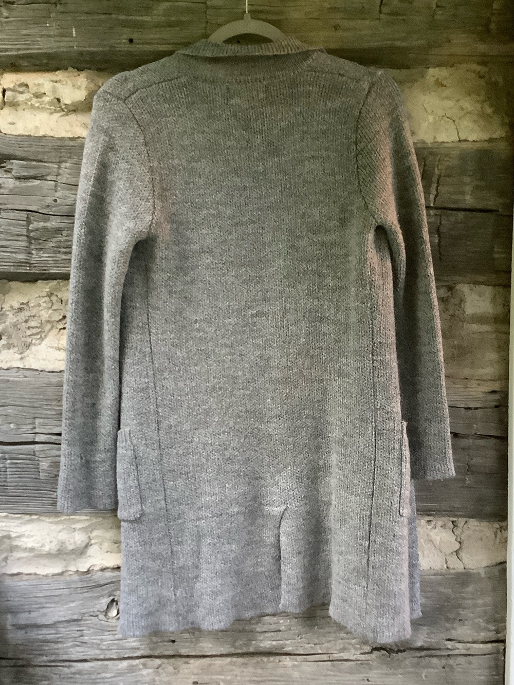 Active USA Double-Breasted Gray Knit Cardigan Coatigan - Picture 6 of 10